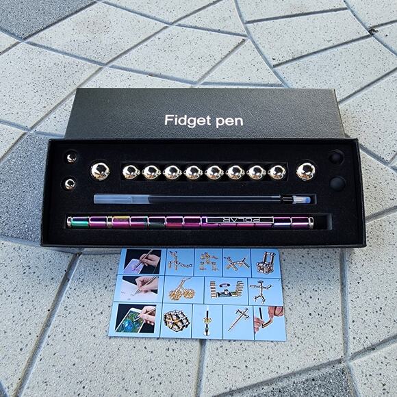 Fidget Pen Metallic Rainbow Alloy Sensory Gadget Pen Tool Gift Set - Picture 7 of 7